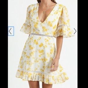 Yellow Floral Print Dress